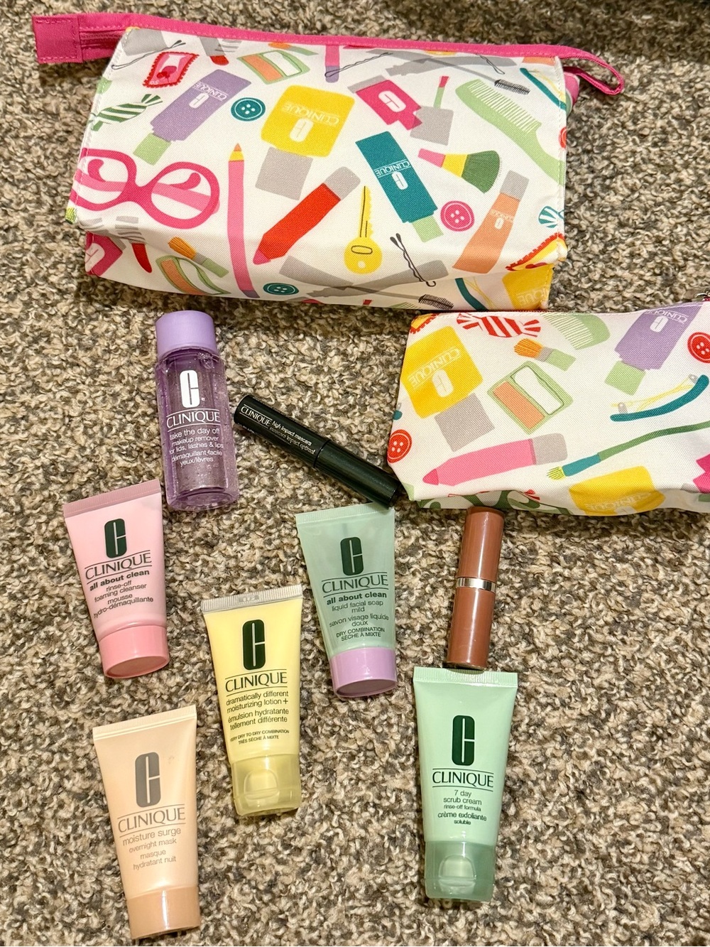 Clinique Women Makeup Skincare & Lipstick Set in Pastel Multi Colors